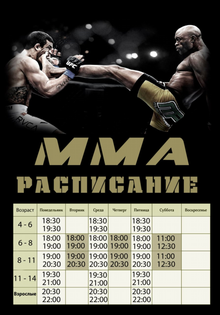 Ufc матчи расписание